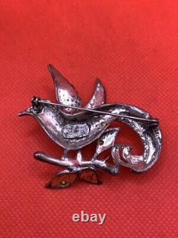 Vintage 1940's Coro Craft Sterling Silver Rhinestone Bird Pin Brooch (eb1013519)
