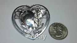 Vintage 1940's Genuine Norseland By Coro Sterling Silver Bird and Heart Brooch