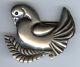 Vintage 1940's Mexico Sterling Silver Dove Bird On A Leaf Pin Brooch