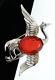 Vintage 1940's Reja Ruby Red Glass Belly Fantasy Bird Figural Brooch Pin