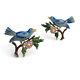 Vintage 1940s Coro Bluebirds Of Happiness Bird Flower Enamel Figural Brooch Set