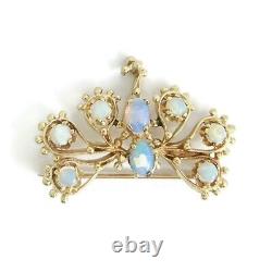 Vintage 1950's Opal Peacock Bird Brooch Pin 12K Yellow Gold, 5.65 Gr