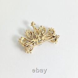 Vintage 1950's Opal Peacock Bird Brooch Pin 12K Yellow Gold, 5.65 Gr