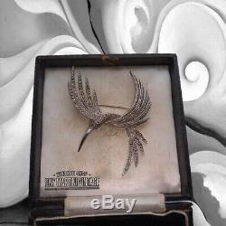 Vintage 1950s Art Deco Signed Sphinx Rare Marcasite Bird Brooch Pin Collector