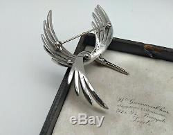 Vintage 1950s Art Deco Signed Sphinx Rare Marcasite Bird Brooch Pin Collector