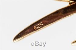 Vintage 1950s DOVE BIRD. 33ct VS G Diamond 14k Gold Brooch Pin