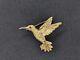 Vintage 1970 Signed Engel Brothers Eb Hummingbird Bird Pin 14k Yellow Gold, Ruby