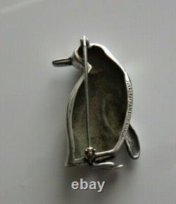 Vintage 1988 Tiffany & Co Heavy & Solid Sterling Silver Penguin Bird Pin Brooch