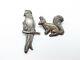 Vintage 2 Sterling Silver Mexico Brooches, Squirrel & Parrot Quetzal Bird, 40.2g