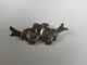 Vintage 40's Coro Sterling Silver Sweet Pair Of Hugging Birds Brooch, Marked
