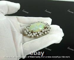 Vintage 4CT Oval Cut Fire Opal Diamond Men's Brooch 14K Yellow Gold Finish