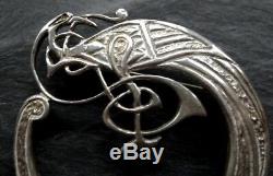 Vintage 925 STERLING SILVER signed TAIN Scottish bird Celtic brooch -A474