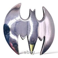 Vintage 925 Sterling Silver Batman Bat-Signal Brooch Pin Signed By TAXCO Mexico