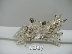 Vintage ALICE CAVINESS Sterling Silver 925 Filigree Love BIRDS Pin Brooch Rare