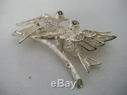 Vintage ALICE CAVINESS Sterling Silver 925 Filigree Love BIRDS Pin Brooch Rare