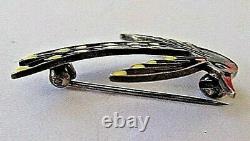 Vintage A. DRAGSTED enamel over sterling silver bird pin/brooch made in Denmark