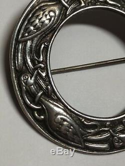 Vintage Alexander Ritchie Scottish Sterling Silver Iona Bird Annular Brooch Pin