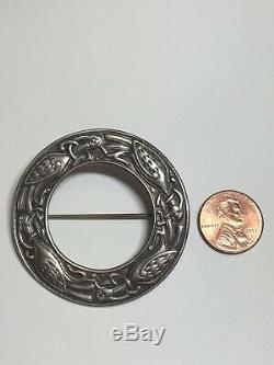 Vintage Alexander Ritchie Scottish Sterling Silver Iona Bird Annular Brooch Pin