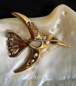 Vintage Alfred Philippe 1950s Crown Trifari Jewels Jelly Belly Bird brooch