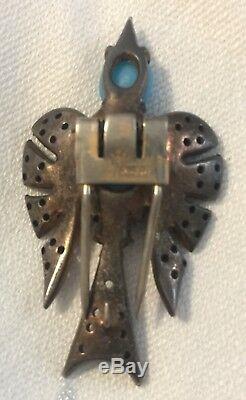 Vintage Alfred Philippe Trifari Sterling Cabochon Bird Pin Brooch Clip Signed