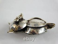 Vintage Algeo Sterling Silver Owl Pin Modernist Design Brooch 925 Bird 1 5/8 In