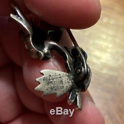 Vintage Alice Caviness Marcasite Birds Sterling Silver Enamel Pin Brooch Germany