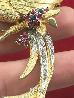 Vintage Amazing condition signed Pierre Boucher brooch Bird of Paradise 1950's