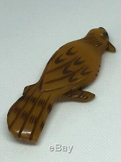 Vintage Antique Bakelite large butterscotch Bird Pin/Brooch 3 3/4
