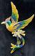 Vintage Antique Large Coro Enameled Rhinestone Bird Of Paradise Brooch Pin 5 7/8