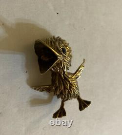 Vintage/Antique Ornate 14K Gold Duck Goose Bird Pin Brooch 10.4g