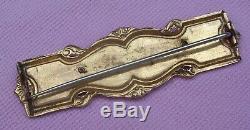 Vintage Antique Victorian R Gold P Carved MOP Birds Doves Collar Bar Pin Brooch