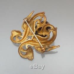 Vintage Art Deco Era Victorian Revival Phoenix Brooch Gold Copper Bird Pin