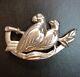 Vintage Art Nouveau Sterling Silver Two Love Birds Doves Branch Pin Brooch