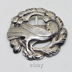 Vintage Arts Crafts Georg Jensen Style Silver Dove Brooch +Pendant Converter 39g