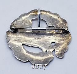 Vintage Arts Crafts Georg Jensen Style Silver Dove Brooch +Pendant Converter 39g