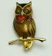 Vintage Boucher Owl On Branch Brooch Metallic Brown Enamel Figural Pin