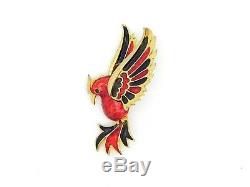Vintage BOUCHER Signed and Numbered Gold Tone Enamel Bird Pin Brooch 2.25 13.5g