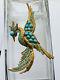 Vintage Boucher Style Faux Turquoise Cabochons Bird Of Paradise Brooch Large
