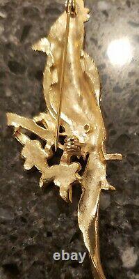 Vintage Beautiful Birds of Paradise Brooch Pin Costume Jewelry Unbranded (AS1)
