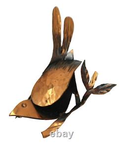 Vintage Bird Brooch Hammered Copper Frank Rebajes Mid Mod Signed