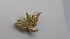 Vintage Bird Brooch Pin Ab Rhinestone Gold Tone Metal Signed 11 W 30 St Figural