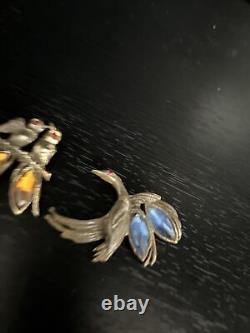 Vintage Bird Brooches With Stones Lot Of 2 Untested As Is