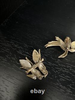 Vintage Bird Brooches With Stones Lot Of 2 Untested As Is