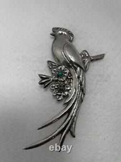 Vintage Bird Mexico Sterling Silver 900 Quetzal Pin Brooch Guatemala 1940's