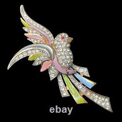 Vintage Bird Of Paradise Brooch Pin Rhinestones Enamel 1930's