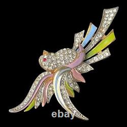 Vintage Bird Of Paradise Brooch Pin Rhinestones Enamel 1930's