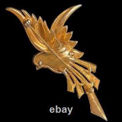 Vintage Bird Of Paradise Brooch Pin Rhinestones Enamel 1930's