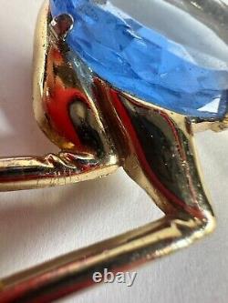 Vintage Brooch Coro Bird Ostrich Blue Glass Signed Figural Estate