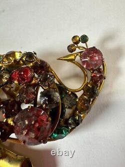 Vintage Brooch Fred A. Block Peacock Figural Large Rare 1940 50s Signed Estate