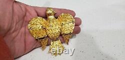 Vintage CADORO Large Gold ARTICULATED Eagle Bird Brooch Pin Pendant. 3.25